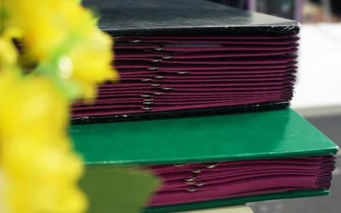 Document in window files offer to the chief consideration Stock Photos