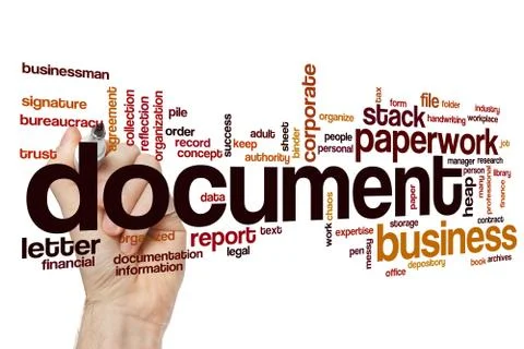 Document word cloud concept Foto stock