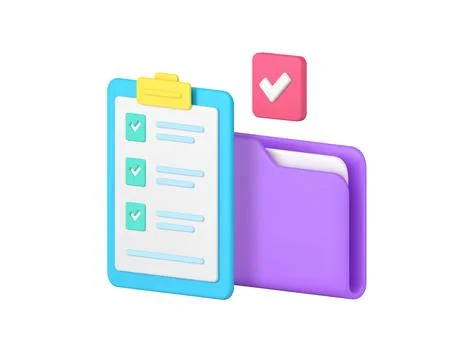 Document work business productivity efficiency planning checklist file fold.. Illustrazione stock