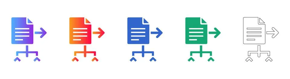 Document Workflow and Data Export Icons 스톡 일러스트