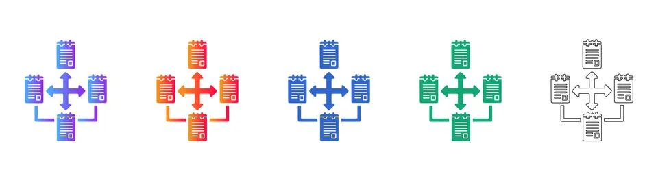 Document Workflow and Process Flow Chart Icons Stock Illustration