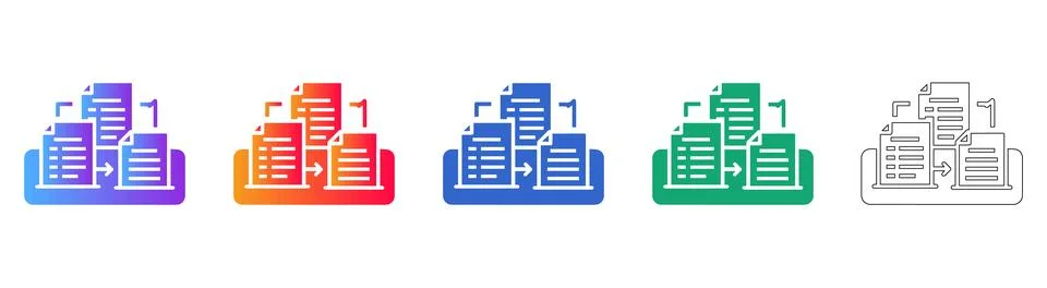 Document Workflow and Sorting Icons Illustrazione stock