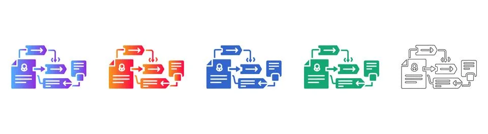 Document Workflow Automation Process Icons Stock Illustration