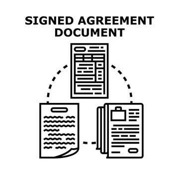 Document workflow illustrating contract signing and agreement process Stock Illustration