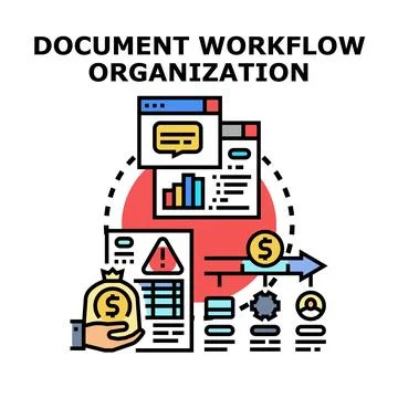 Document workflow organization process management automation Stock Illustration