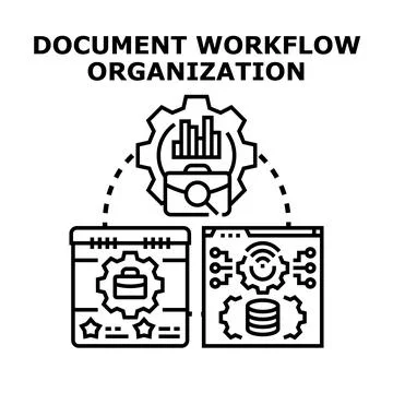Document workflow organization process management system Illustrazione stock