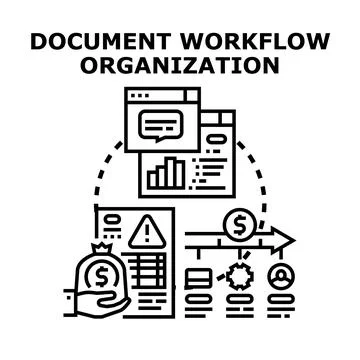 Document workflow organization process management automation Stock Illustration