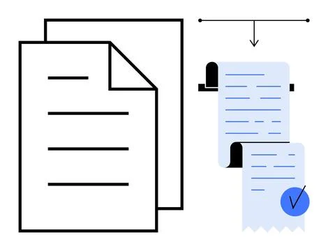 Document Workflow with Paper and Receipts for Streamlined Processes Stock Illustration