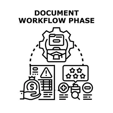 Document workflow phase process managing business operations 库存插图