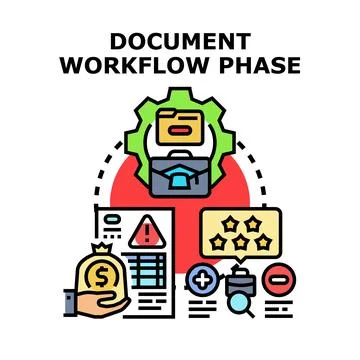 Document workflow phase process managing business operations Illustrazione stock
