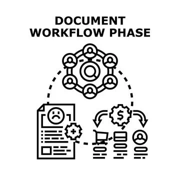Document workflow phase process with team collaboration Stock Illustration