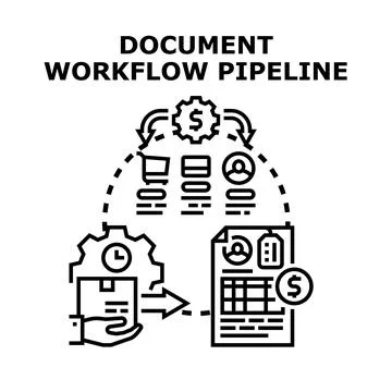 Document workflow pipeline managing business process Stock Illustration