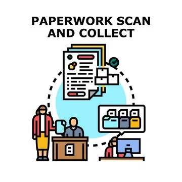 Document workflow process organizing files and information イラスト素材