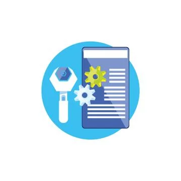 Document with wrench setup Stock Illustration