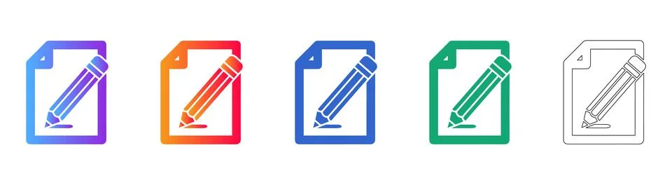 Document Writing and Editing Icons Illustrazione stock