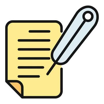 Document writing with feather quill pen icon Illustrazione stock