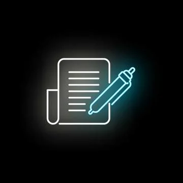 Document writing icon in neon light style 스톡 일러스트