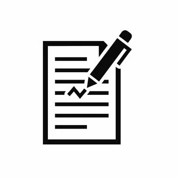 Document writing icon symbol silhouette with pencil and paper Illustrazione stock