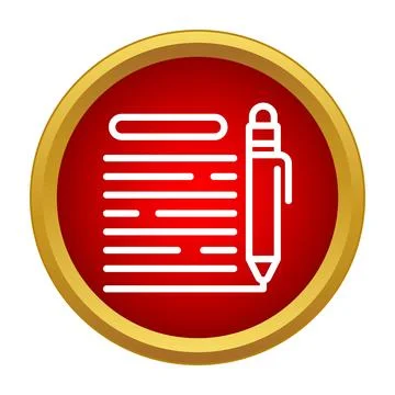 Document writing red icon with a gold border Stock Illustration