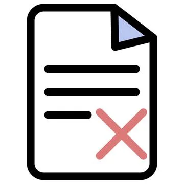 Document with written text and cancel icon symbol - Document with no approval イラスト素材