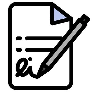 Document with written text, bullet points and signature icon symbol - Document Stock-Illustration