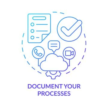 Document your processes blue gradient concept icon 스톡 일러스트