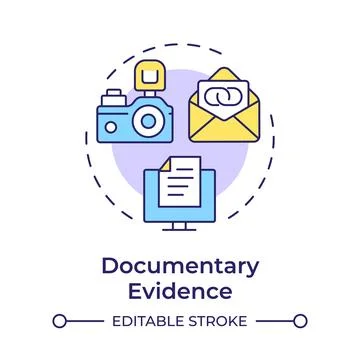 Documentary evidence multi color concept icon Stock Illustration