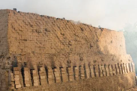 Documentary  hand made bricks in India Stock Photos