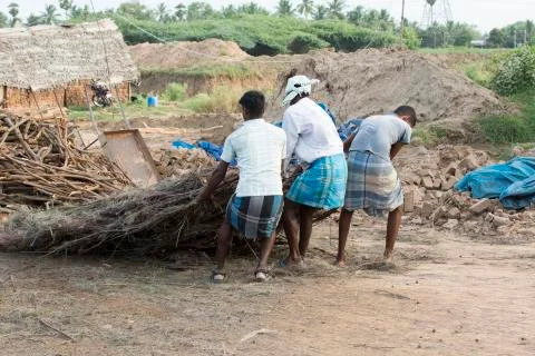 Documentary  hand made bricks in India Stock Photos