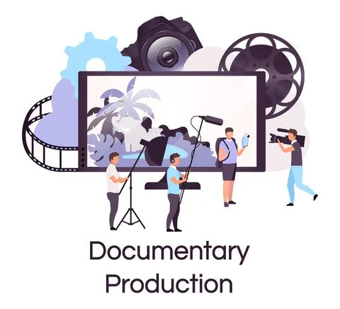 Documentary production flat concept icon Stock Illustration