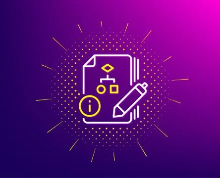 Documentation with algorithm line icon. Technical instruction sign. Vector Stock Illustration