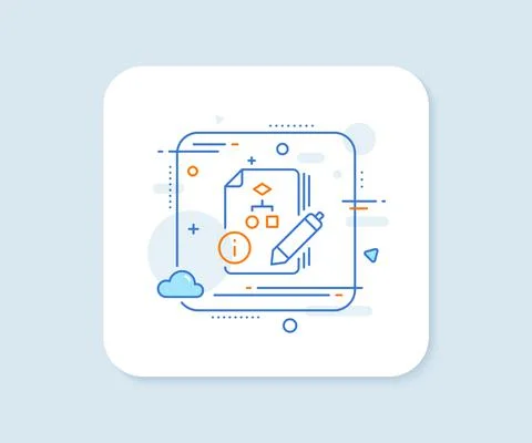Documentation with algorithm line icon. Technical instruction sign. Vector Stock Illustration