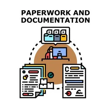 Documentation and paperwork management concept illustration Stock Illustration