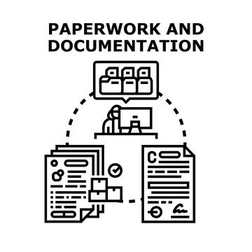 Documentation and paperwork management concept illustration Stock Illustration