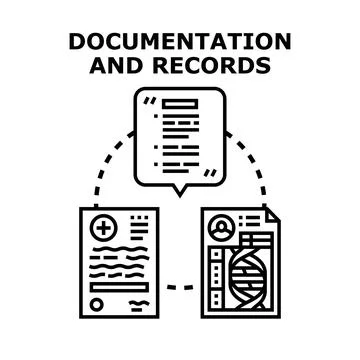 Documentation and records processing medical data concept Stock Illustration