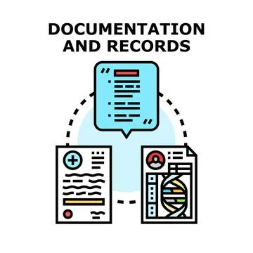 Documentation and records processing medical data concept Stock Illustration