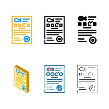 Documentation fish color variants icon vector Stock Illustration