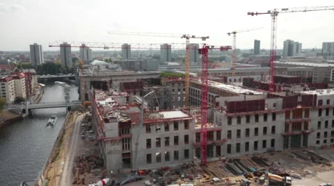 Documentation of large construction site berlin castle top Video stock 41737905