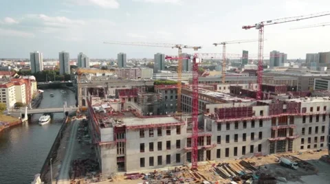 Documentation of large construction site berlin castle top 스톡 동영상 41738883
