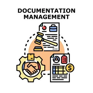Documentation management process and legal agreement concept Stock Illustration
