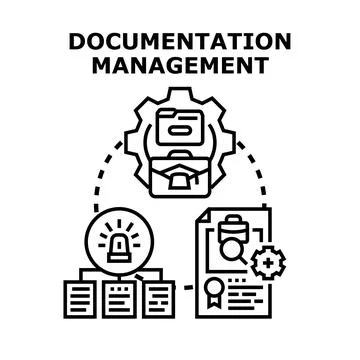 Documentation management process with digital file storage Stock Illustration