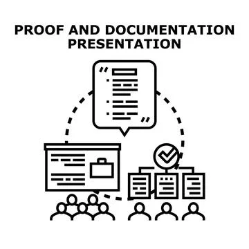 Documentation presentation explaining proof and verification process Stock Illustration