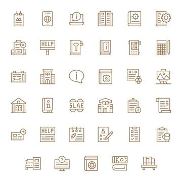 Documentation Scalable Vector Set featuring 35 Pixel Optimized Regular Line.. Stock Illustration