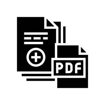 Documentation scan adding in pdf file glyph icon vector illustration Stock Illustration