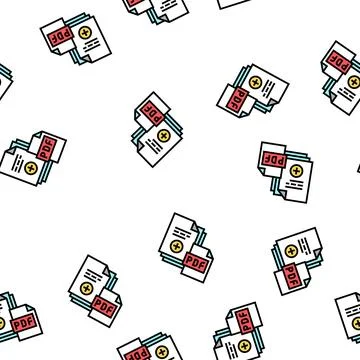 Documentation scan adding in pdf file vector seamless pattern Stock Illustration