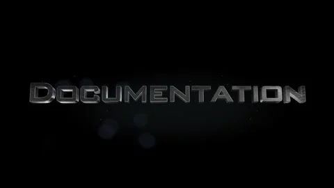 Documentation title metal text on black alpha channel background Stock Footage 296267431