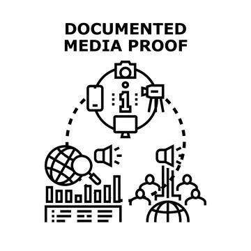 Documented media proof concept vector illustration outlining visual data Stock Illustration