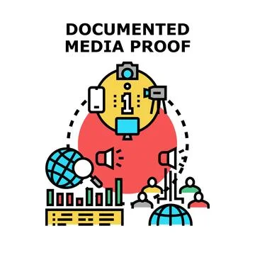 Documented media proof concept vector illustration outlining visual data Stock Illustration