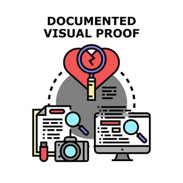 Documented visual evidence research and investigation concept Stock Illustration