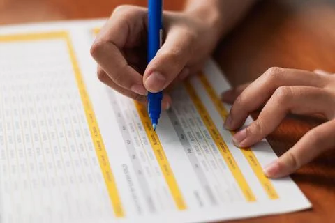 Documenting essential data in a business environment office indoor close-up.. Stockfoto's